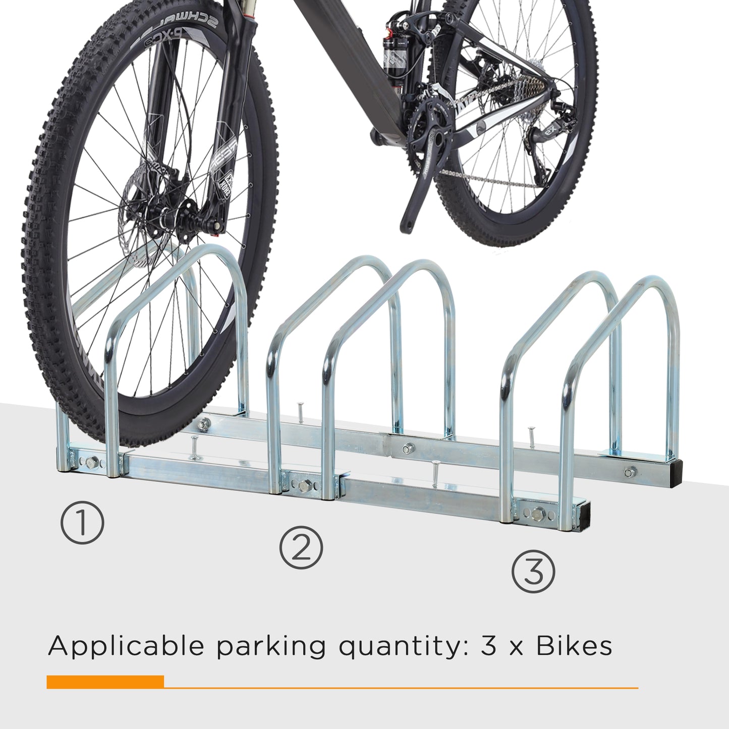 HOMCOM Bike Stand Parking Rack Floor or Wall Mount Bicycle Cycle Storage Locking Stand 76L x 33W x 27H (3 Racks)