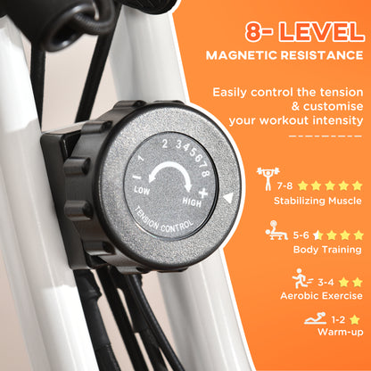 HOMCOM 2-in-1 Folding Exercise Bike with 8-Level Magnetic Resistance, Arm Resistance Band, Pulse Sensor
