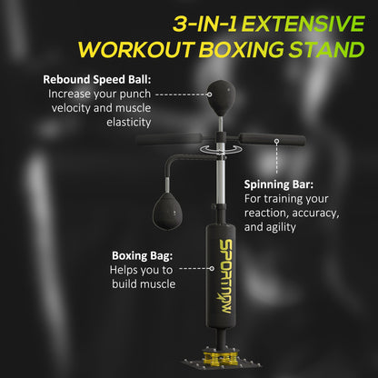 SPORTNOW Boxing Bag, Freestanding Punching Bag, with Reflex Bar, Speed Balls
