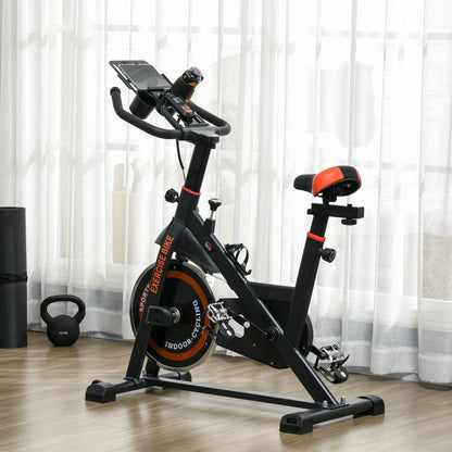 HOMCOM Exercise Bike, 8kg Flywheel Stationary Bike Indoor Cycling Machine with Adjustable Resistance Seat Handlebar