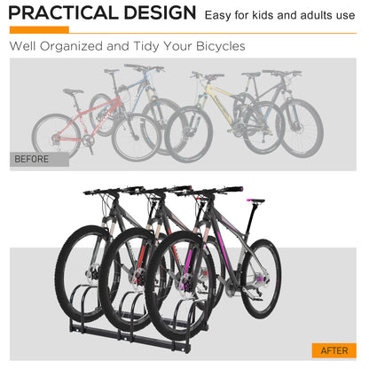 HOMCOM Bike Stand Parking Rack Floor or Wall Mount Bicycle Cycle Storage Locking Stand (3 Racks)