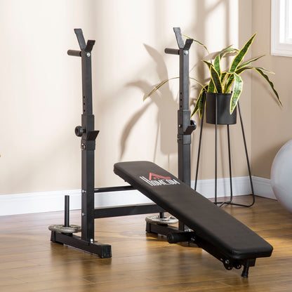 HOMCOM Adjustable Weight Bench, Foldable Bench, with Barbell Rack