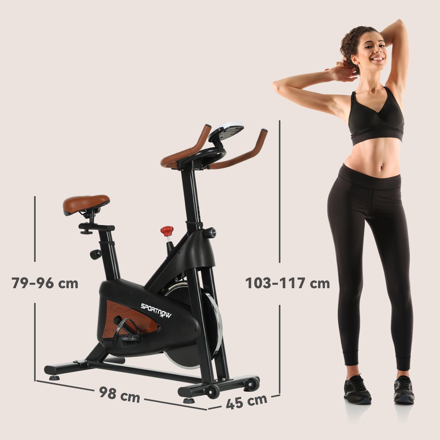 SPORTNOW Indoor Exercise Bike, Quiet Stationary Bike, Stylish Cycling Machine with Adjustable Seat and Resistance, LCD Monitor, Tablet Holder, for Home Gym Cardio Workout