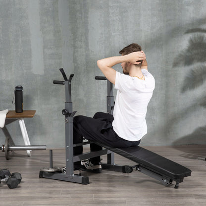 HOMCOM Adjustable Weight Bench, Foldable Bench, with Barbell Rack