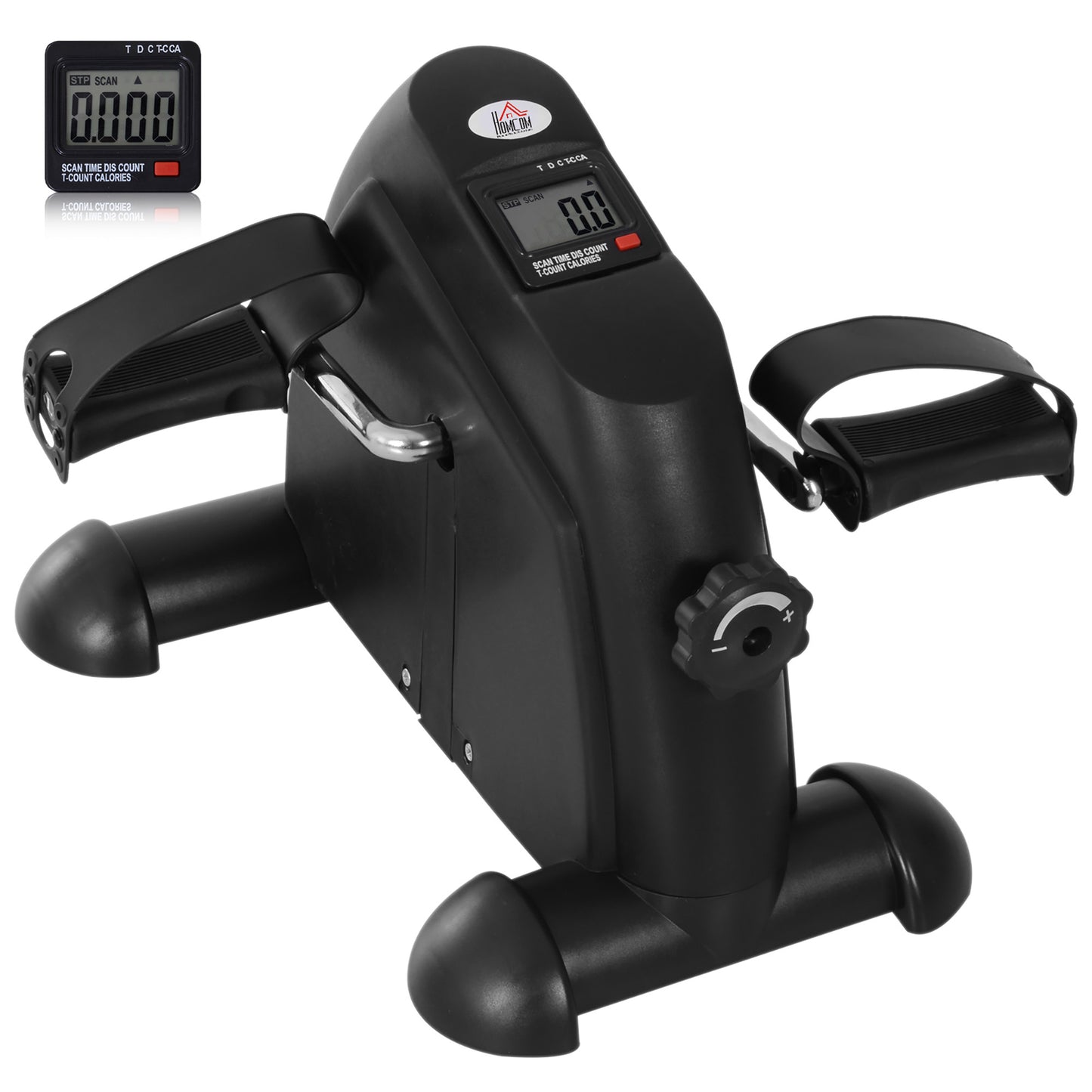 HOMCOM Mini Exercise Bike, Portable Pedal Exerciser, Under Desk Bike with LCD Display for Legs and Arms Training