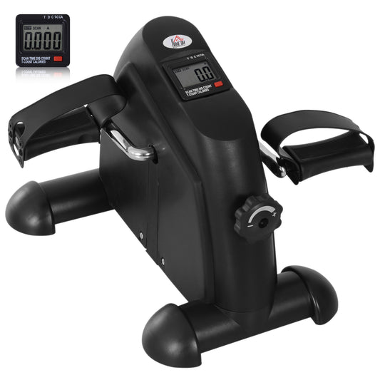 HOMCOM Mini Exercise Bike, Portable Pedal Exerciser, Under Desk Bike with LCD Display for Legs and Arms Training
