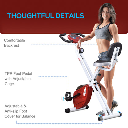HOMCOM Folding Exercise Bike, Fitness Bicycle Indoor Trainer, 8-Level Magnetic Resistance Adjustable, with LCD Monitor, Pulse Sensor