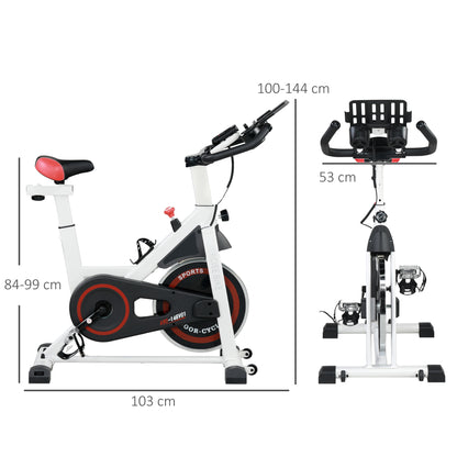 HOMCOM Exercise Bike, 8kg Flywheel Stationary Bike Indoor Cycling Machine with Adjustable Resistance Seat Handlebar
