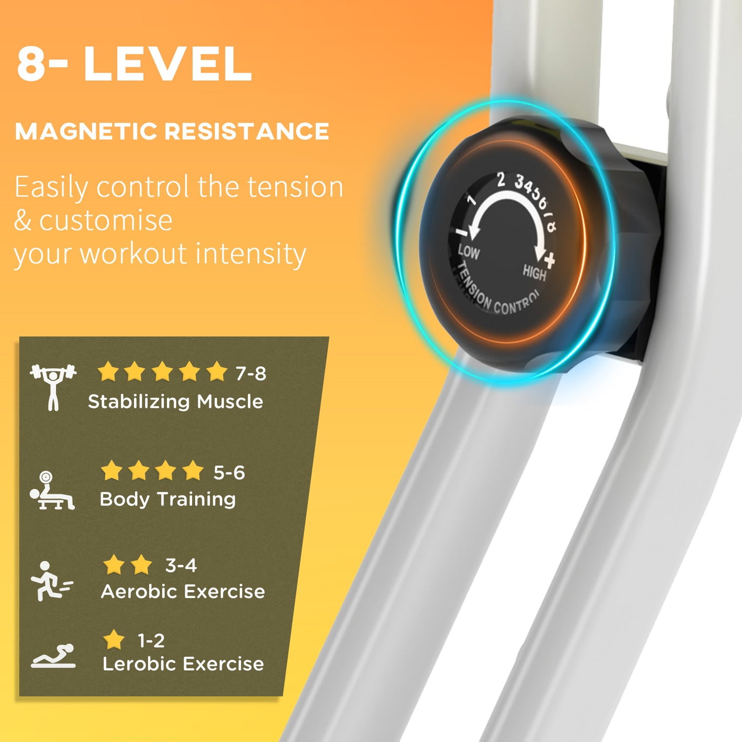 HOMCOM Folding Exercise Bike, Fitness Bicycle Indoor Trainer, 8-Level Magnetic Resistance Adjustable, with LCD Monitor, Pulse Sensor