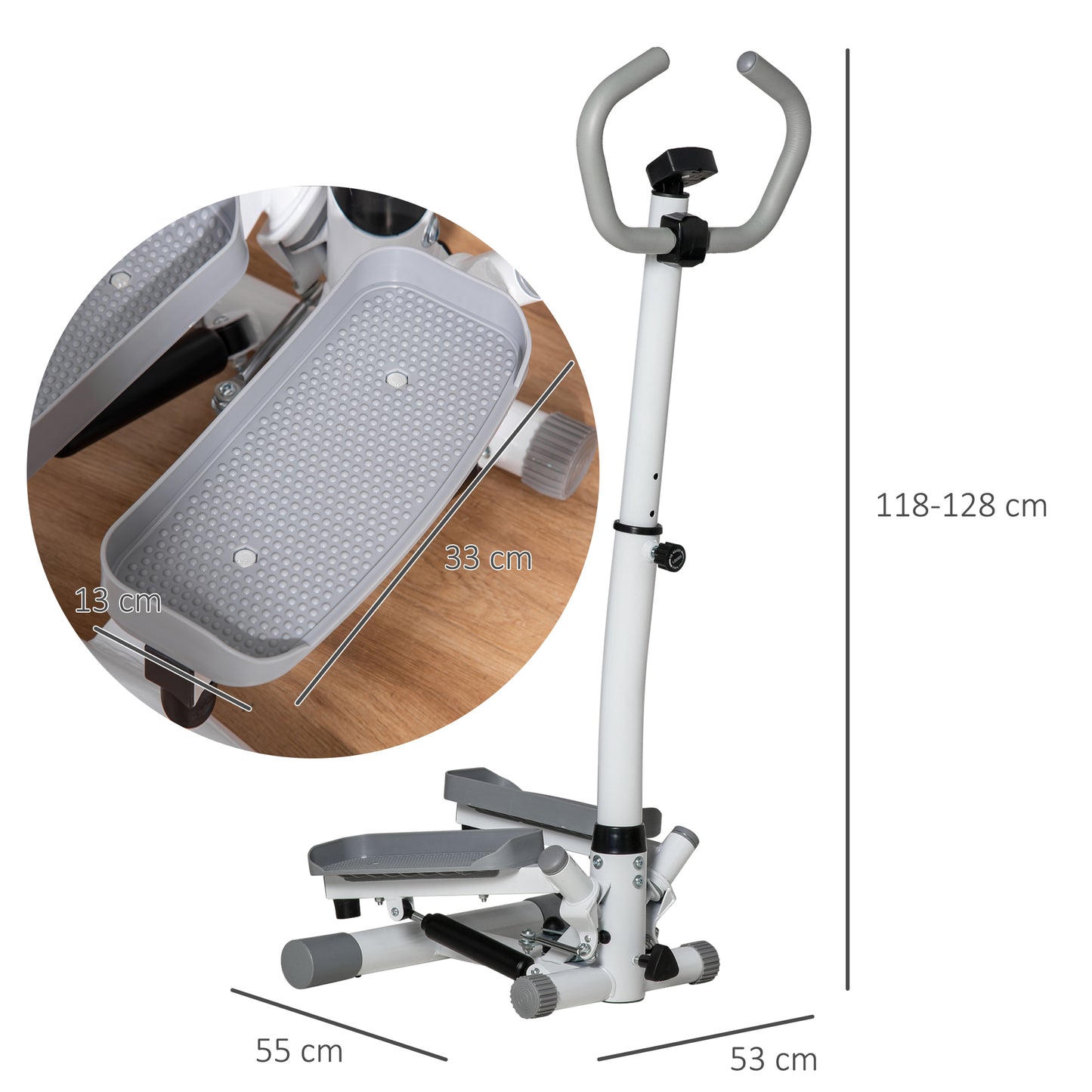HOMCOM Adjustable Twist Stepper Aerobic Ab Exercise Fitness Workout Machine w/ LCD Screen, Height Adjust Handlebars for Home Gym