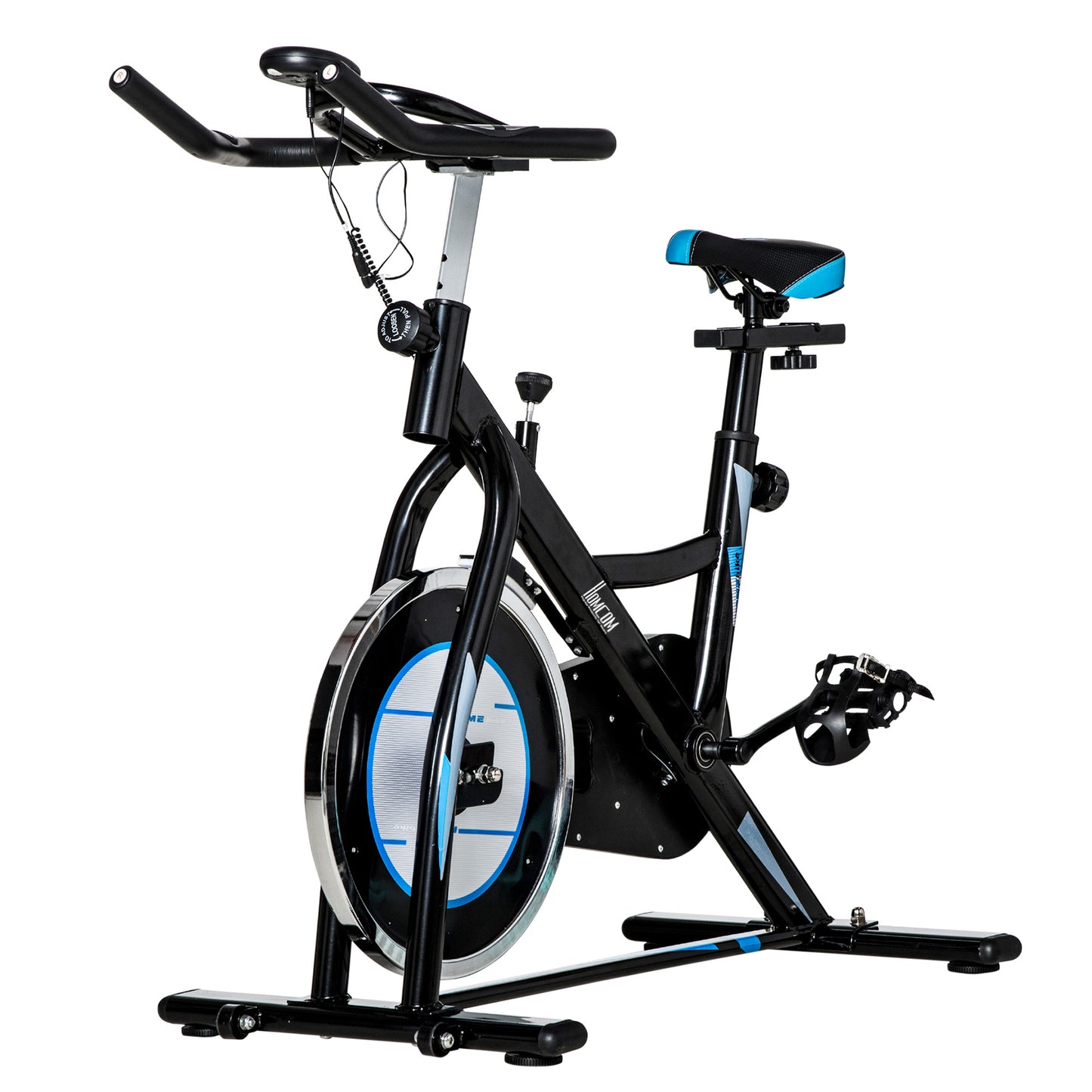 HOMCOM Stationary Exercise Bike, 8kg Flywheel Indoor Cycling Workout Fitness Bike, Adjustable Resistance Cardio Exercise Machine w/ LCD Monitor Pad and Phone Holder for Home, Gym, Office, Black