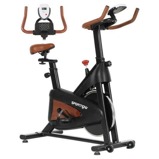 SPORTNOW Indoor Exercise Bike, Quiet Stationary Bike, Stylish Cycling Machine with Adjustable Seat and Resistance, LCD Monitor, Tablet Holder, for Home Gym Cardio Workout