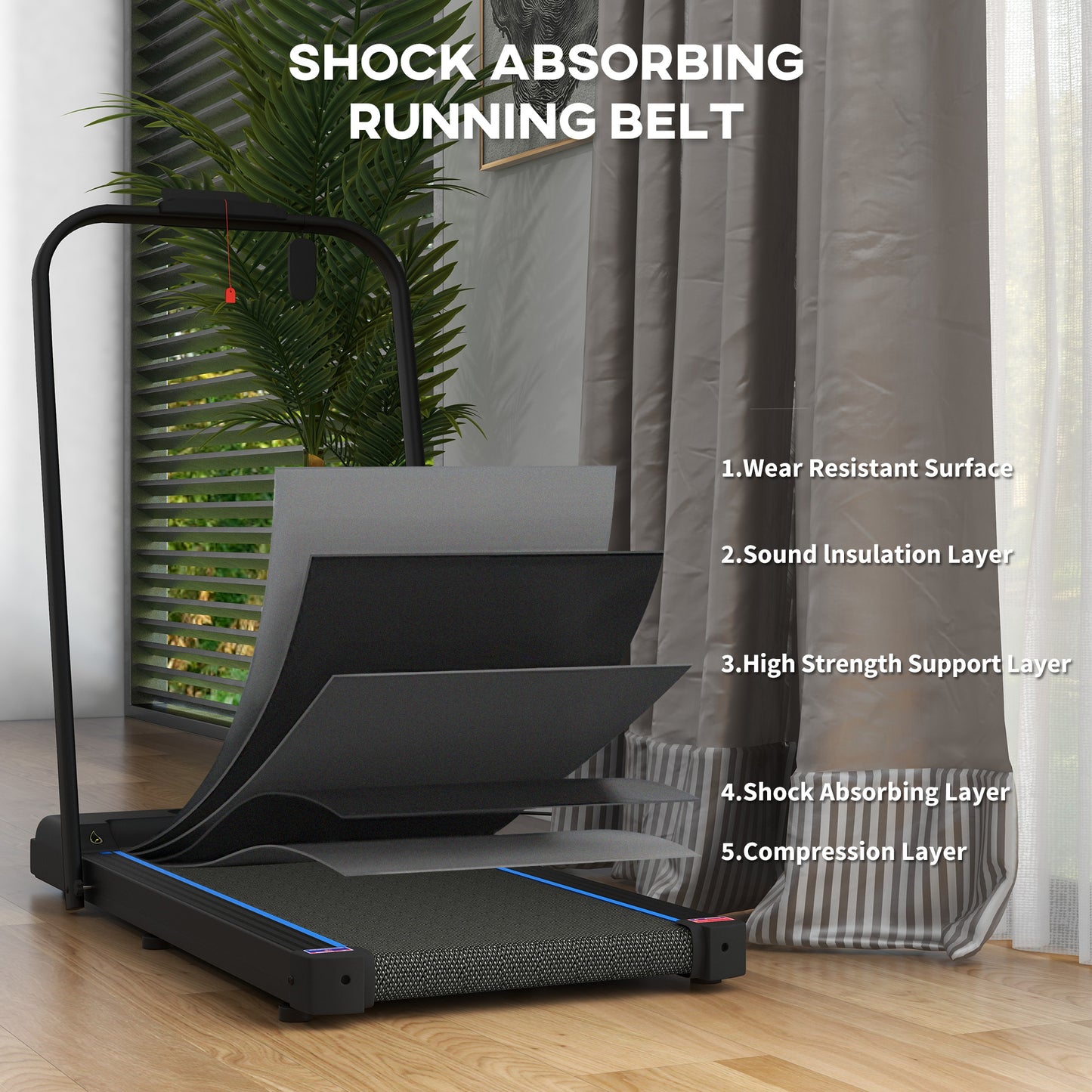 SPORTNOW 2.5HP Walking Pad, 1-6km/h Folding Treadmill with Remote Control and LED Display for Home Gym Office