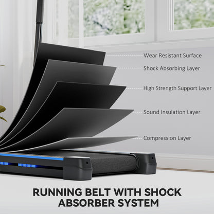 HOMCOM Folding Motorised Home Treadmill Walking Machine with LCD Monitor