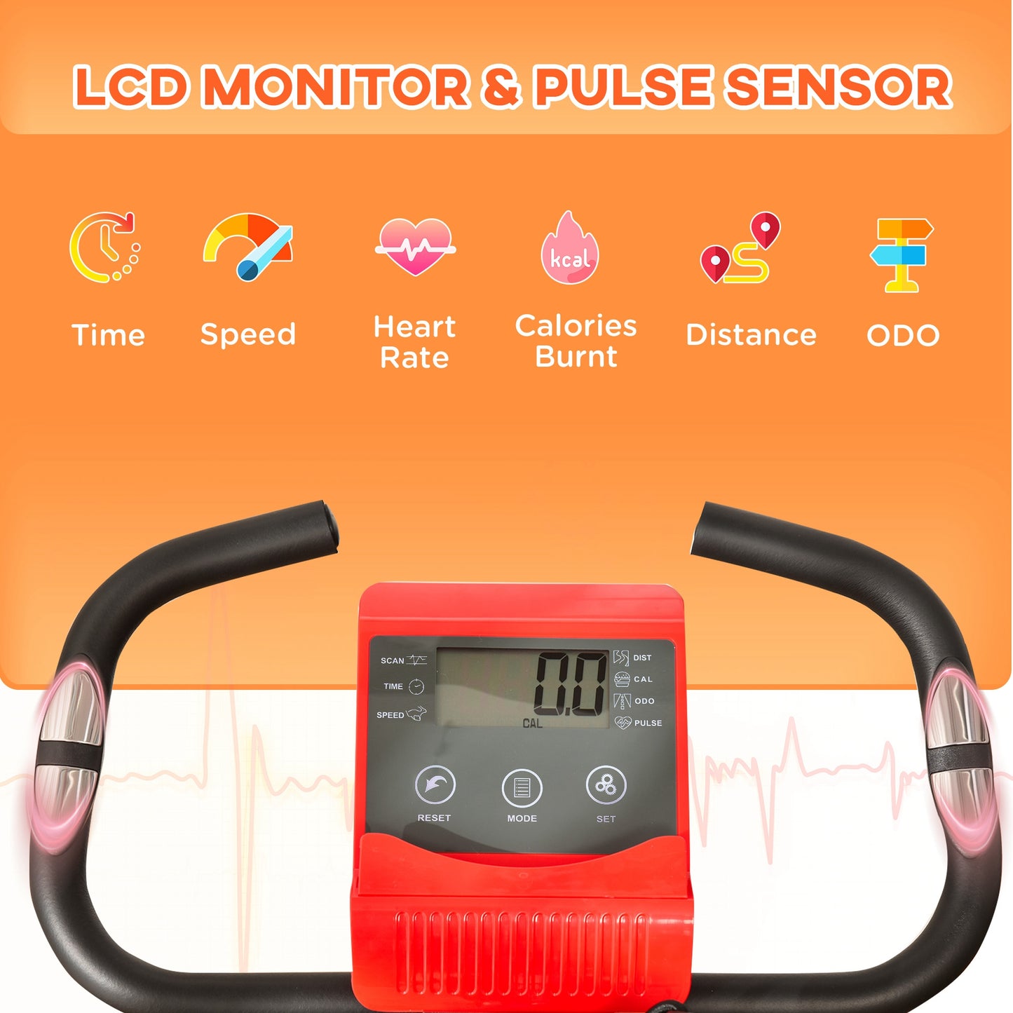 HOMCOM 2-in-1 Folding Exercise Bike with 8-Level Magnetic Resistance, Arm Resistance Band, Pulse Sensor