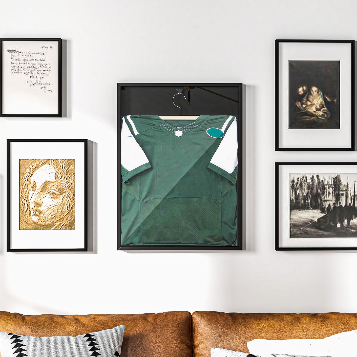 HOMCOM 60 x 80cm Shirt Display Frame, with Inner Hook and Hanger - Black
