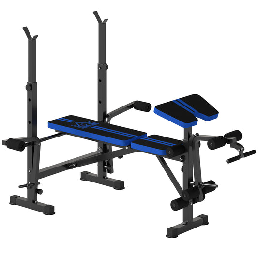 HOMCOM Adjustable Weight Bench with Leg Developer Barbell Rack for Weight Lifting and Strength Training Multifunctional Workout Station for Home Gym Fitness