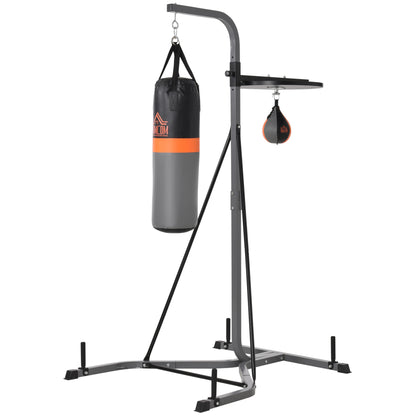 HOMCOM Freestanding Boxing Punch Bag & Speed ball Station, for Home Gym, Grey