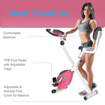 HOMCOM Folding Exercise Bike, Fitness Bicycle Indoor Trainer, 8-Level Magnetic Resistance Adjustable, with LCD Monitor, Pulse Sensor