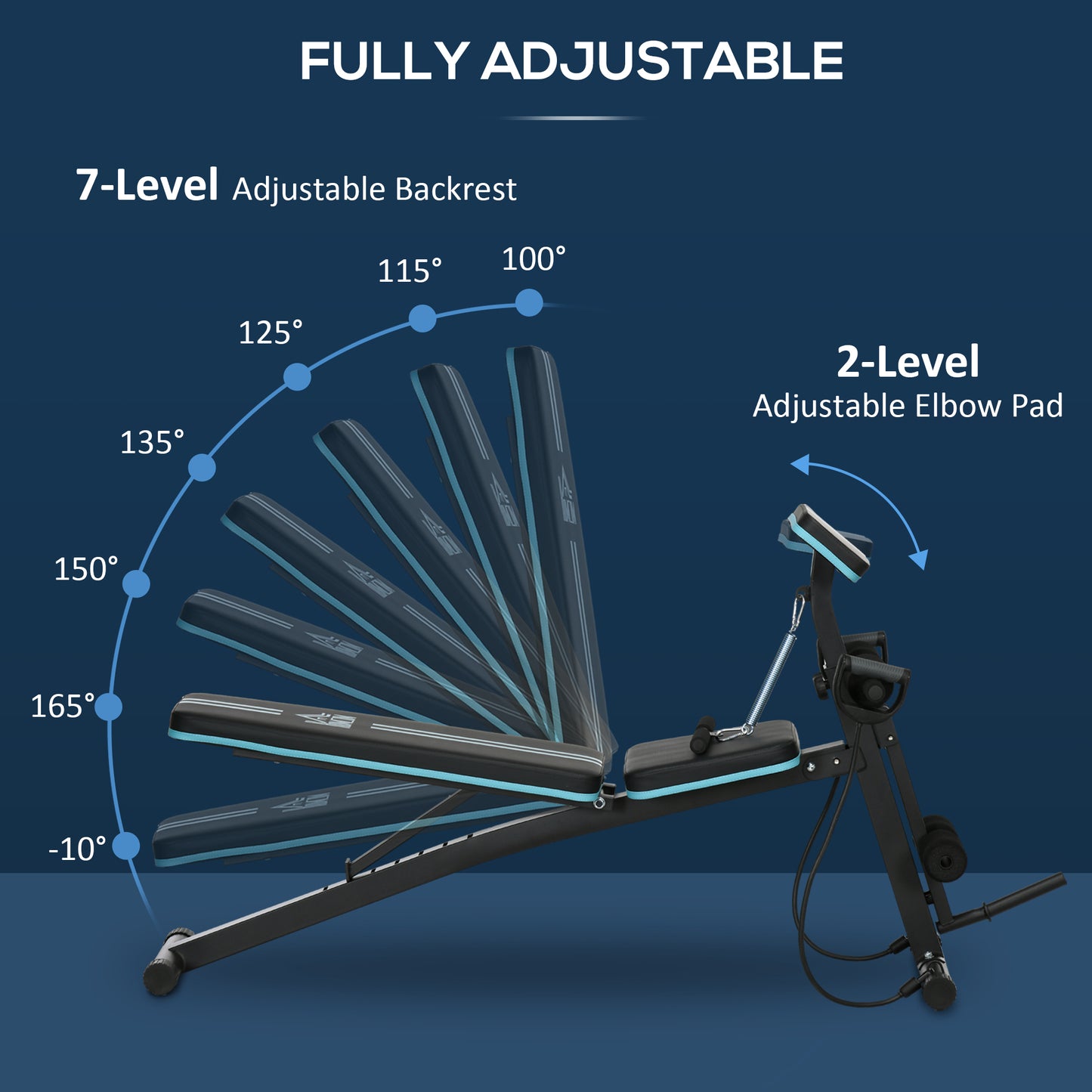 HOMCOM Foldable Weight Bench, Adjustable Strength Training Sit Up Ab Bench, Incline/Decline