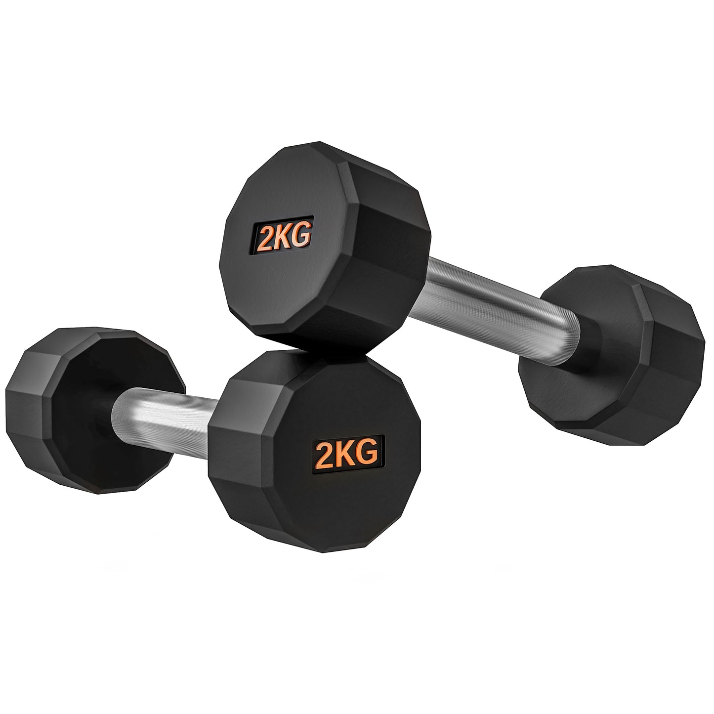 SPORTNOW 2 x 2kg Dumbbells Weights Set with 12-Sided Shape and Non-Slip Grip for Men Women Home Gym Workout