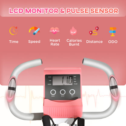 HOMCOM 2-in-1 Folding Exercise Bike with 8-Level Magnetic Resistance, Arm Resistance Band, Pulse Sensor