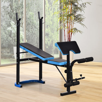 HOMCOM Adjustable Weight Bench with Leg Developer Barbell Rack for Lifting and Strength Training Multifunctional Workout Station for Home Gym Fitness, Black