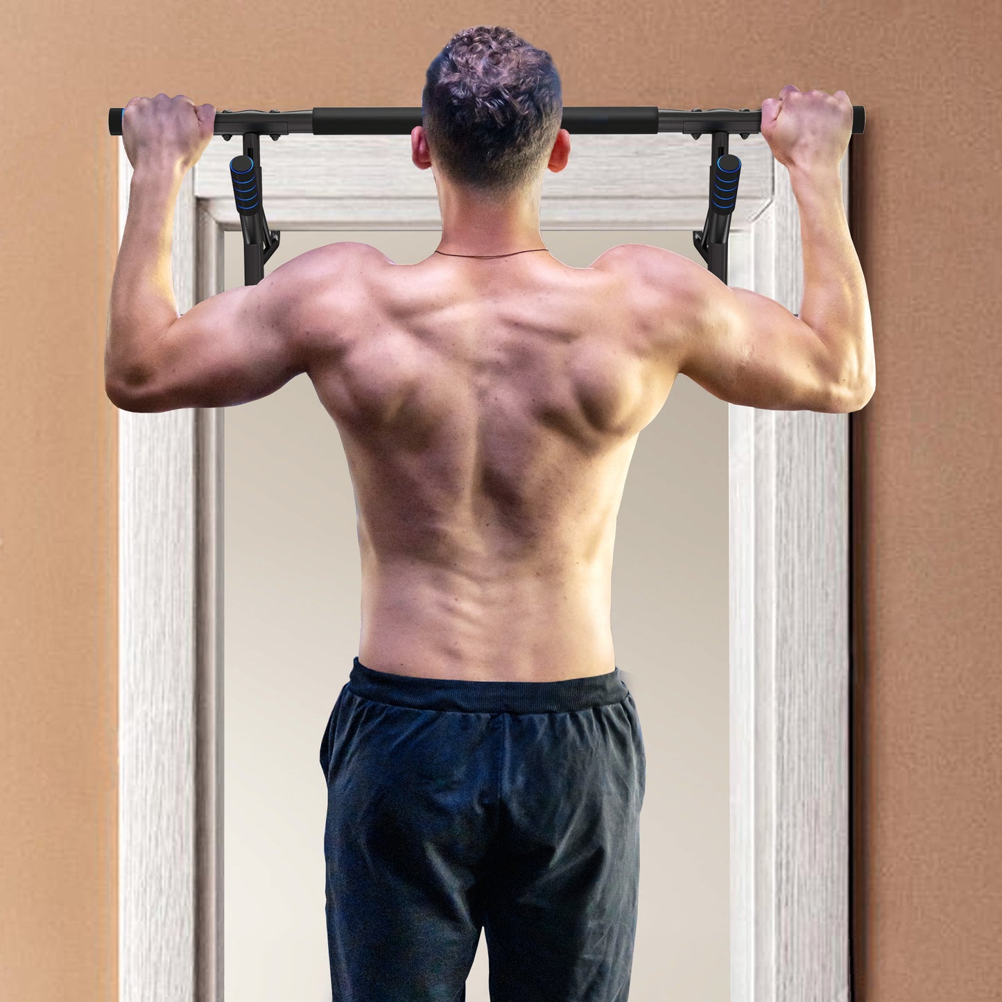 SPORTNOW Pull-Up Bar, No-Drilling Chin-Up Bar, Push-Up Stand with Resistance Bands, Padded Handles for Home Gym Exercise