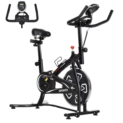 HOMCOM Indoor Stationary Exercise Bike 6kg Flywheel Fitness Cardio Workout Bke Trainer for Home Gym w/ Adjustable Resistance LCD Monitor Pad and Bottle Holder