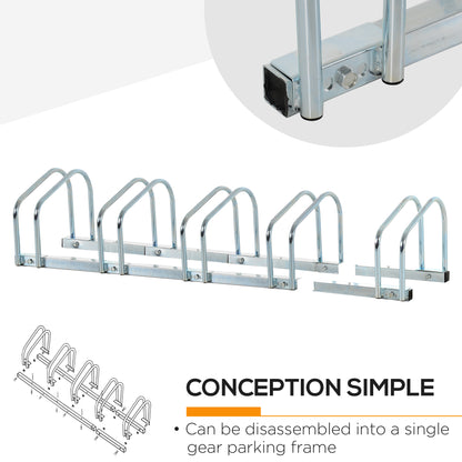 HOMCOM Bike Stand Parking Rack Floor or Wall Mount Bicycle Cycle Storage Locking Stand (5 Racks)