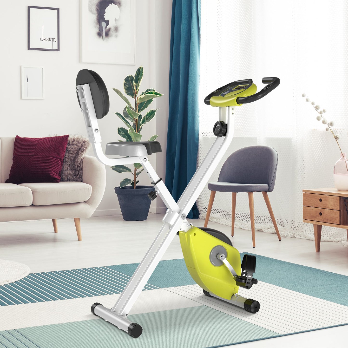 HOMCOM Folding Exercise Bike, Fitness Bicycle Indoor Trainer, 8-Level Magnetic Resistance Adjustable, with LCD Monitor, Pulse Sensor