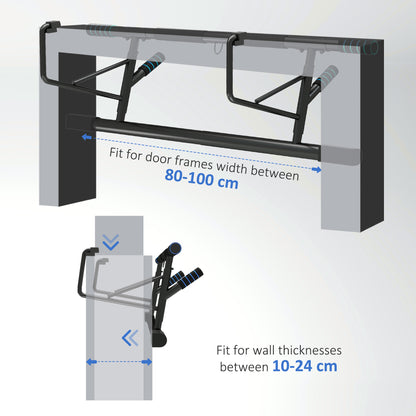 SPORTNOW Pull-Up Bar, No-Drilling Chin-Up Bar, Push-Up Stand with Resistance Bands, Padded Handles for Home Gym Exercise