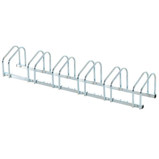 HOMCOM Bike Stand Parking Rack Floor or Wall Mount Bicycle Cycle Storage Locking Stand 179L x 33W x 27H (6 Racks)