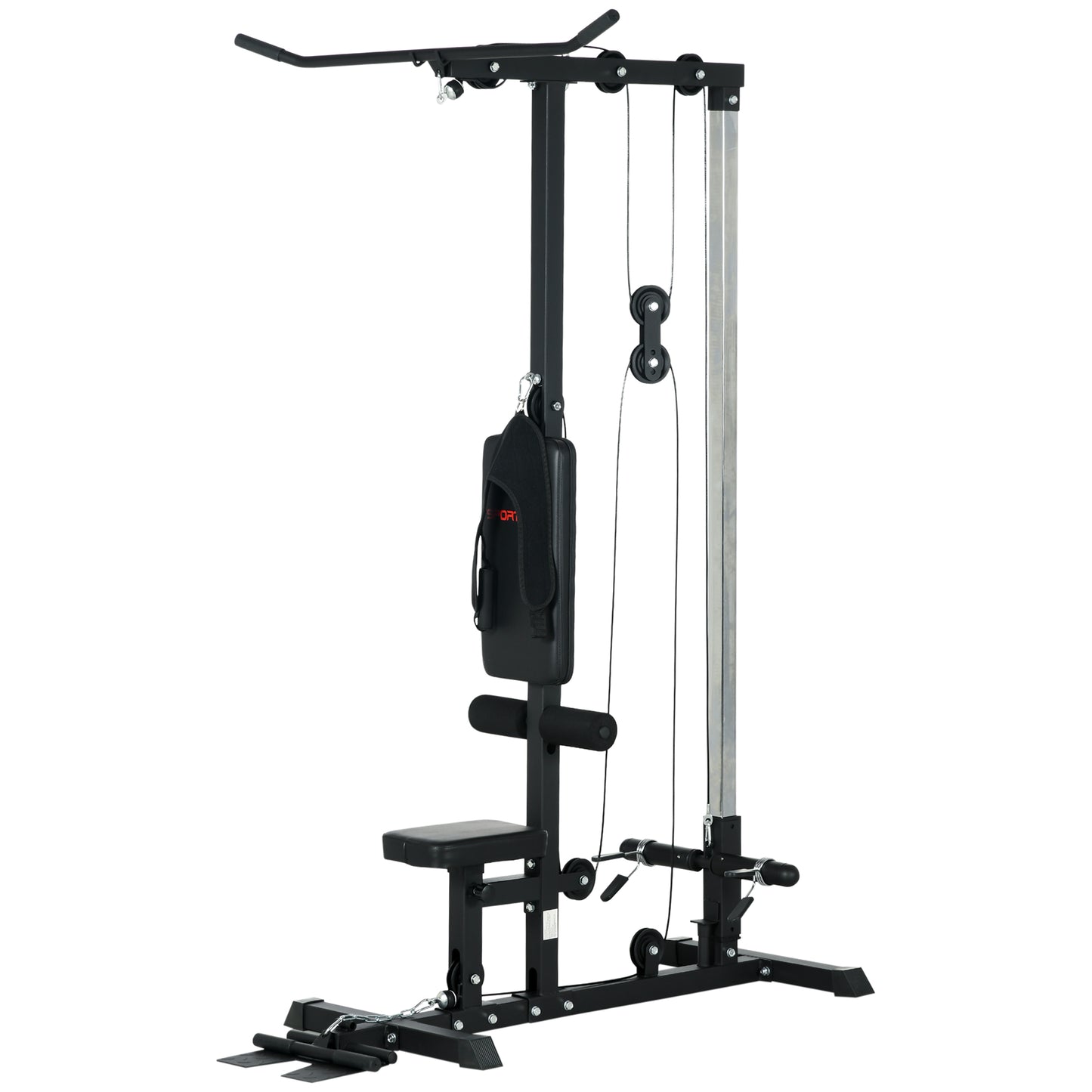 SPORTNOW Pull Up Station, Power Cage with Adjustable Seat, for Home Gym - Black