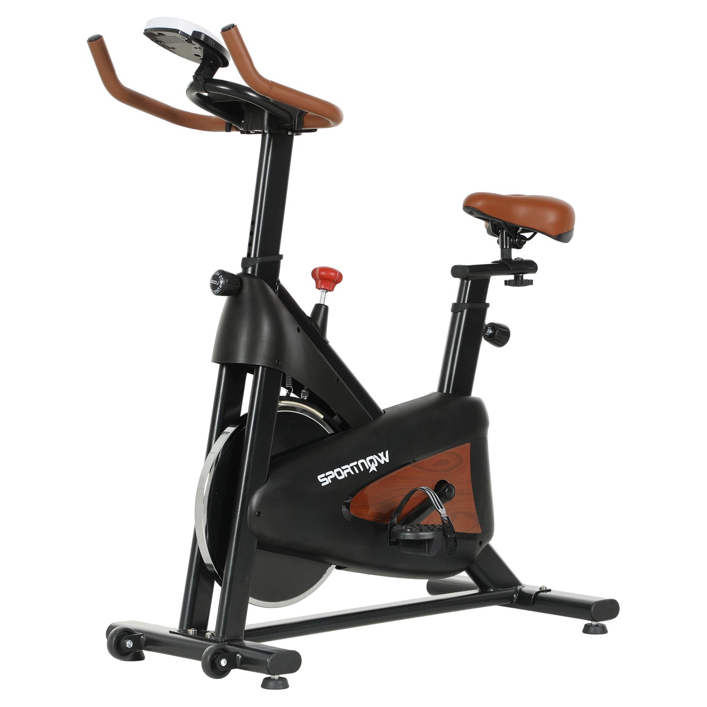 SPORTNOW Indoor Exercise Bike, Quiet Stationary Bike, Stylish Cycling Machine with Adjustable Seat and Resistance, LCD Monitor, Tablet Holder, for Home Gym Cardio Workout