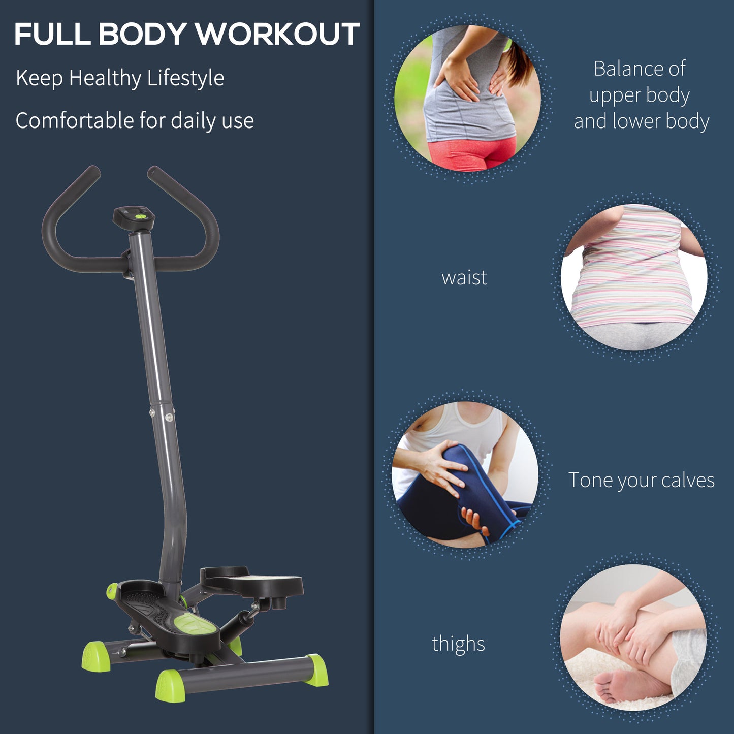 HOMCOM Twister Stepper, Step Machine with Adjustable Resistance, LCD Screen