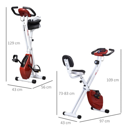 HOMCOM Folding Exercise Bike, Fitness Bicycle Indoor Trainer, 8-Level Magnetic Resistance Adjustable, with LCD Monitor, Pulse Sensor