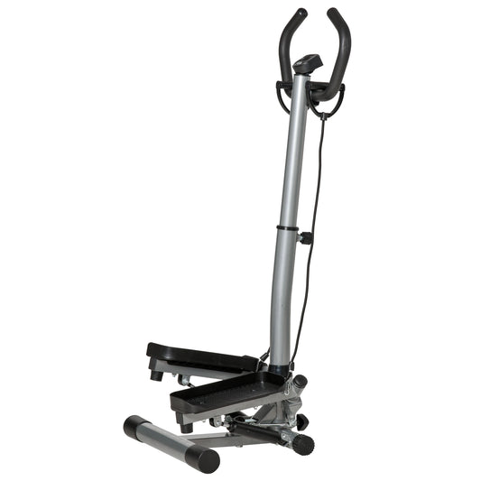 HOMCOM Adjustable Twist Stepper Fitness Step Machine, LCD Screen, Height-Adjust Handlebars, Home Gym