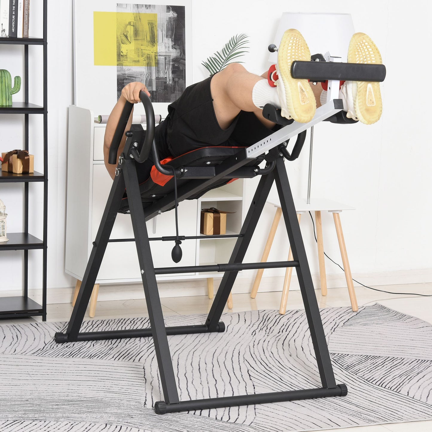 HOMCOM Gravity Inversion Table with Safety Belt Adjustable Hand Stand for Muscle Pain Relief