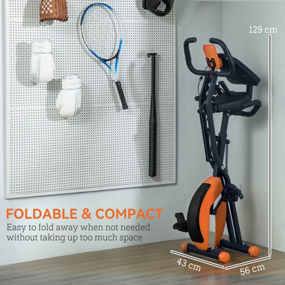 SPORTNOW 5-In-1 Folding Exercise Bike with Arm Workout Bands, Quiet 8-Level Magnetic Resistance Foldable Exercise Bike with LCD, Tablet Holder, Hand Pulse Sensor for Home Use Indoor Cycling