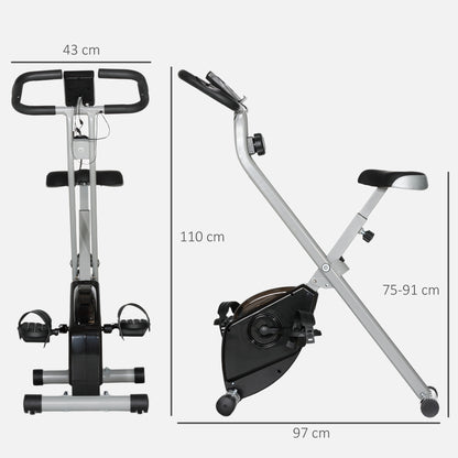 SPORTNOW Folding and Quiet Exercise Bike with 8-Level Magnetic Resistance and Heart Rate Sensor, for Home Gym