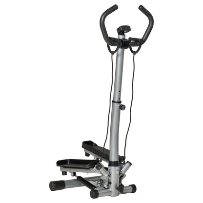HOMCOM Adjustable Twist Stepper Fitness Step Machine, LCD Screen, Height-Adjust Handlebars, Home Gym