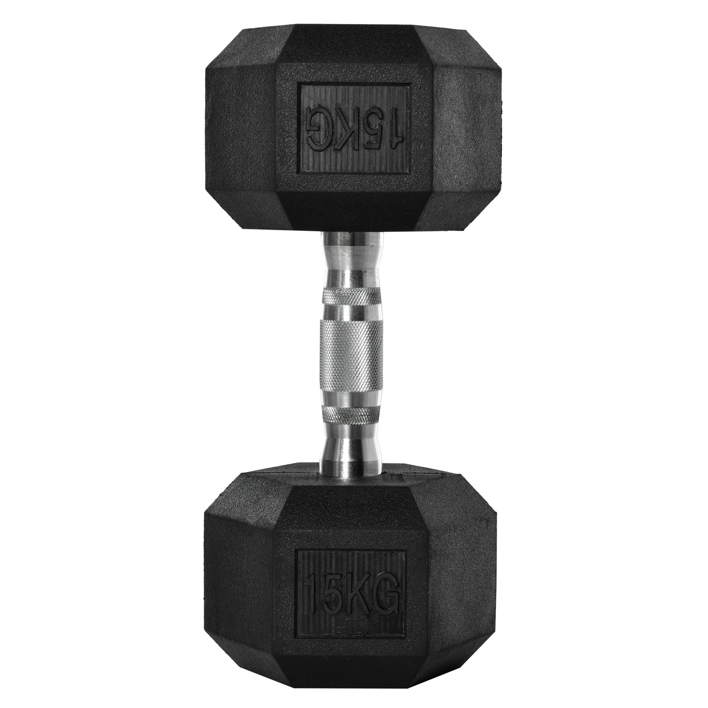 HOMCOM 15KG Single Rubber Hex Dumbbell Portable Hand Weights Dumbbell Home Gym