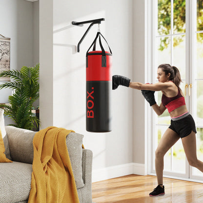 SPORTNOW Unfilled Punching Bag Set with Boxing Bag Bracket, Boxing Gloves, Hand Wraps and 360° Swivel Hook