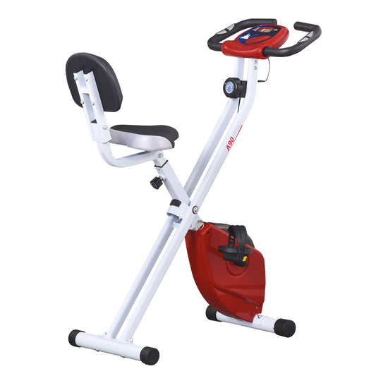 HOMCOM Folding Exercise Bike, Fitness Bicycle Indoor Trainer, 8-Level Magnetic Resistance Adjustable, with LCD Monitor, Pulse Sensor