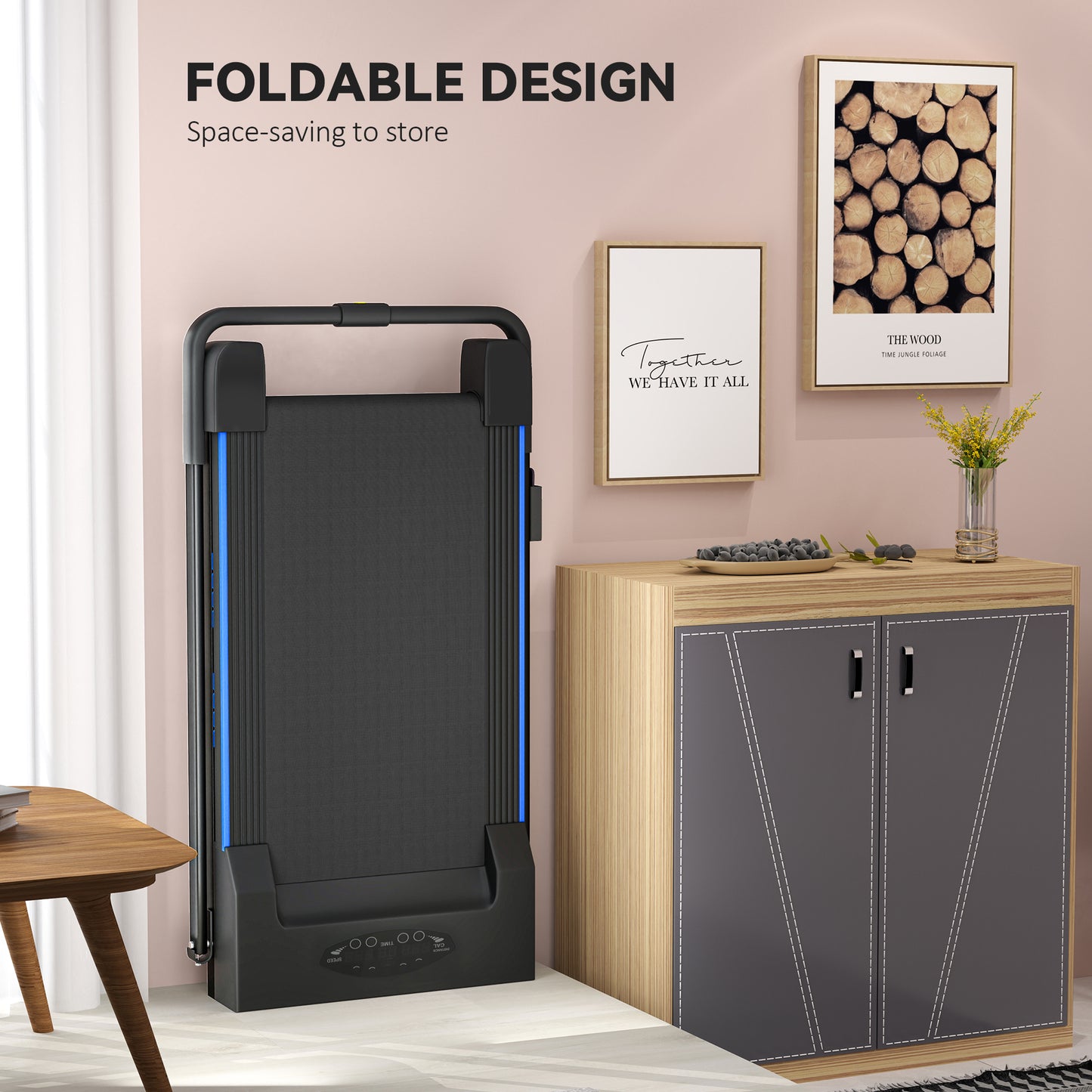 HOMCOM Folding Motorised Home Treadmill Walking Machine with LCD Monitor