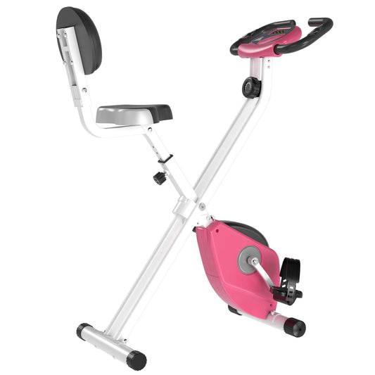 HOMCOM Folding Exercise Bike, Fitness Bicycle Indoor Trainer, 8-Level Magnetic Resistance Adjustable, with LCD Monitor, Pulse Sensor
