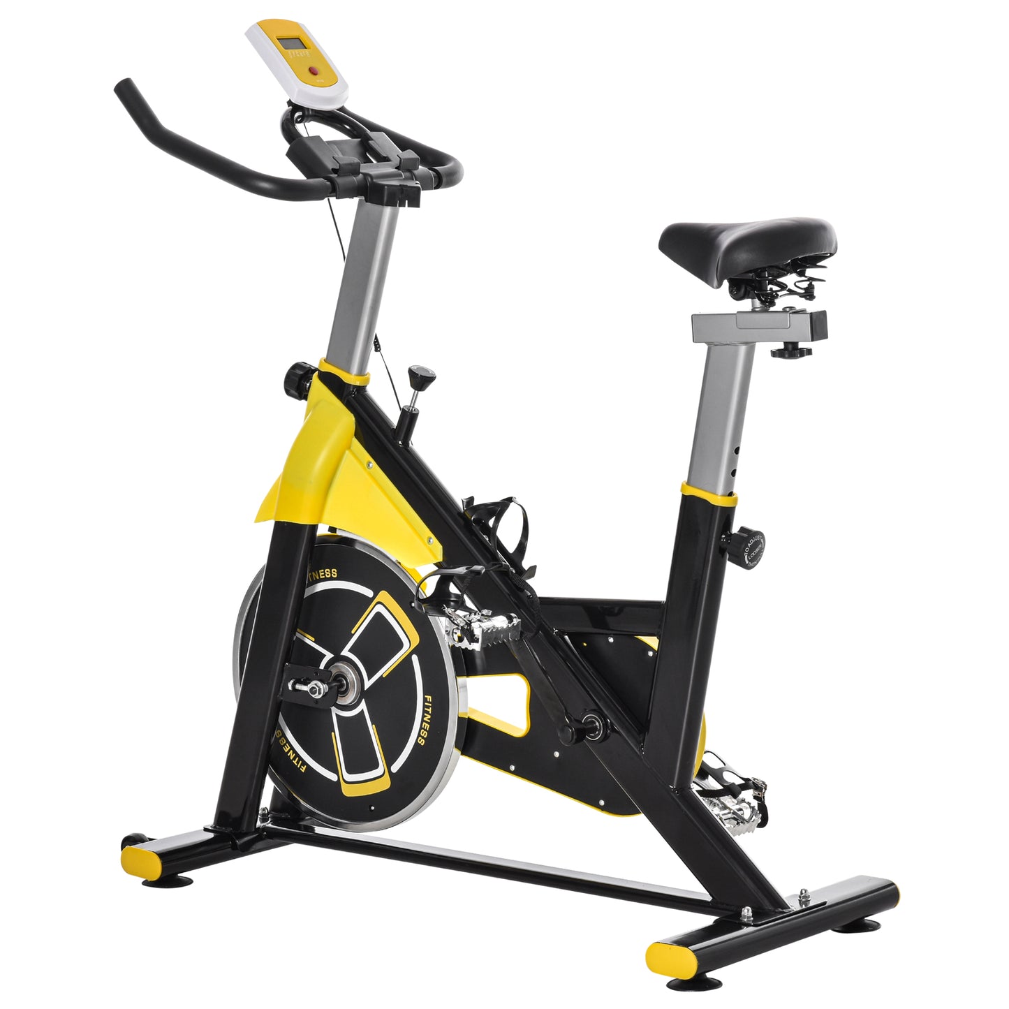 HOMCOM Exercise Bike, with 6kg Flywheel Belt Drive, Adjustable Resistance, LCD Display - Yellow