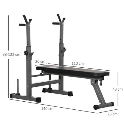 HOMCOM Adjustable Weight Bench, Foldable Bench, with Barbell Rack
