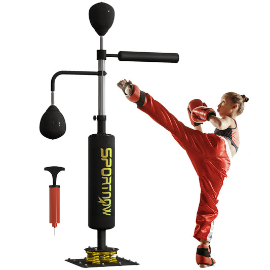 SPORTNOW Boxing Bag, Freestanding Punching Bag, with Reflex Bar, Speed Balls